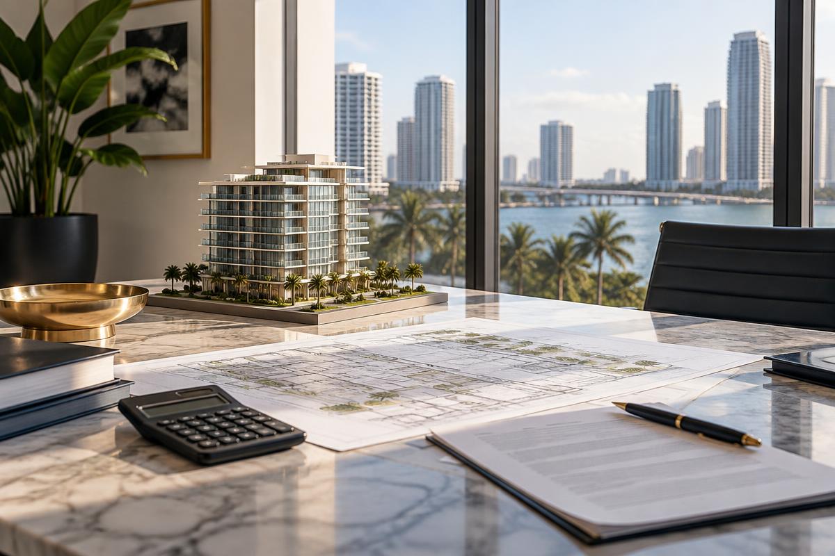 Commercial property plans, calculator, and building model prepared for an SBA financing review in Miami