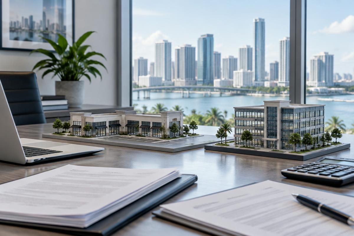 Commercial retail and office property models with transaction documents prepared for a 1031 exchange in Miami